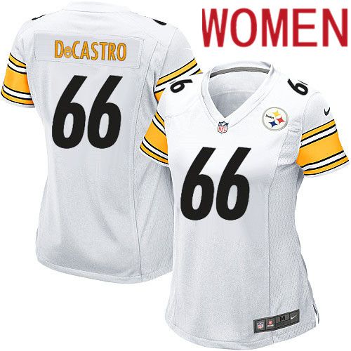 Women Pittsburgh Steelers #66 David DeCastro Nike White Game Player NFL Jersey->women nfl jersey->Women Jersey